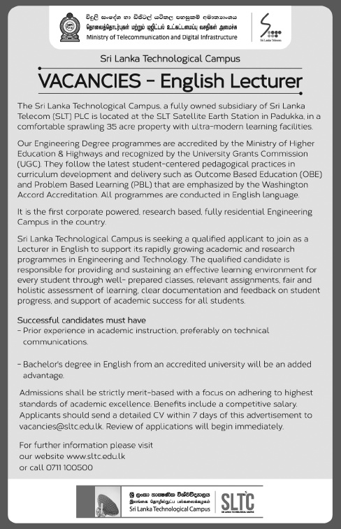 English Lecturer - Sri Lanka Technological Campus